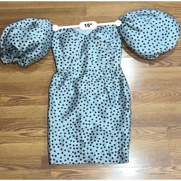 RASARIO Polka-Dot Silk Organza Off-The-Shoulder Midi Dress IT 44 - Picture 7 of 14